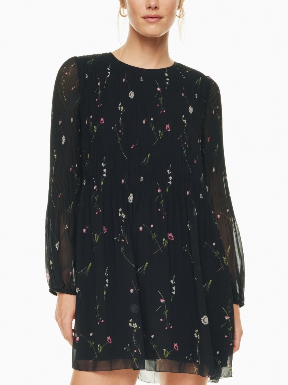 wilfred daydreamer dress XL  Floral Long-Sleeve Pleated Women's dress